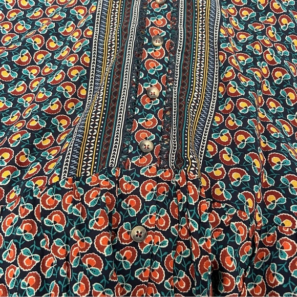 Maeve by Anthropologie Janice Peasant Blouse Floral Layered Boho Spring Size 2 - Picture 8 of 10